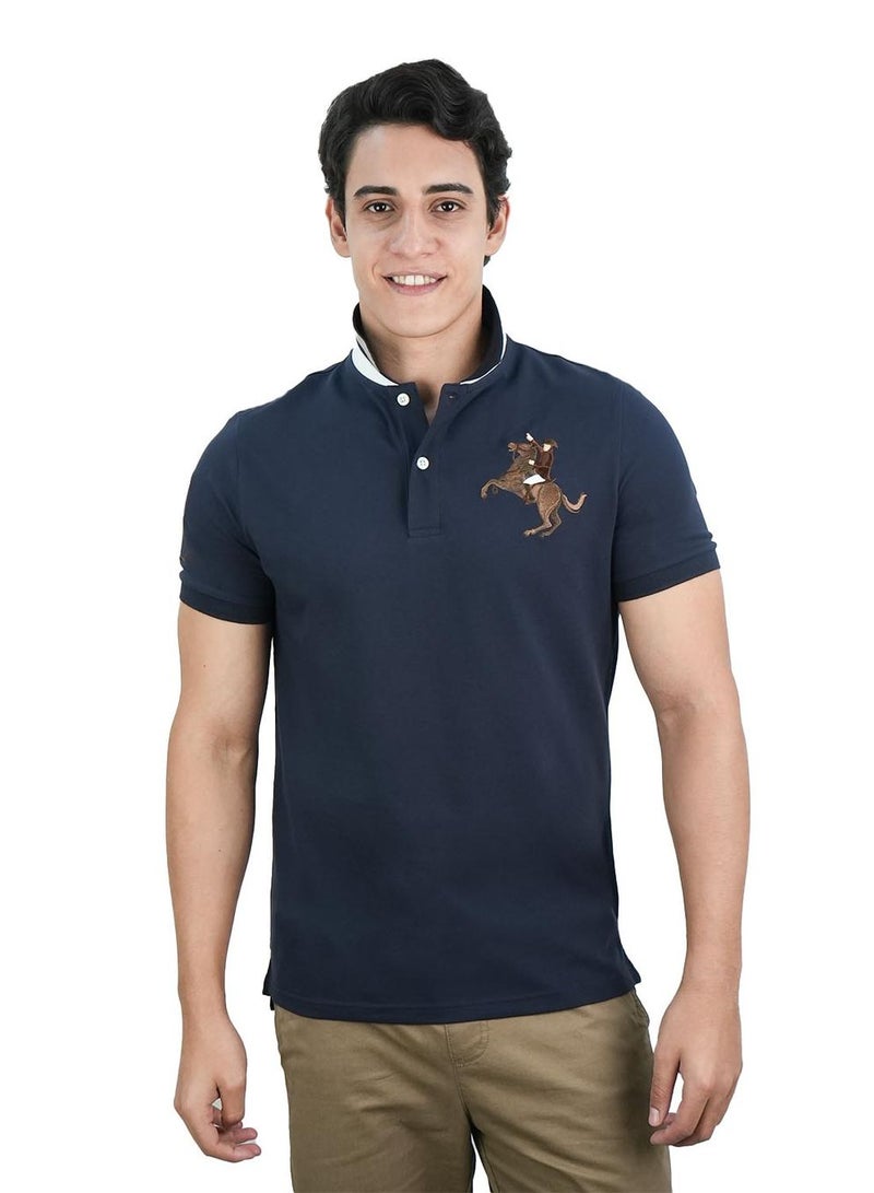 GIORDANO Men's Slim Fit Cotton Short Sleeve Napoleon Polo - Image 1